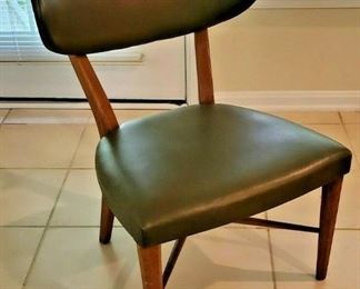 Danish modern chair. avocado green leather and teak