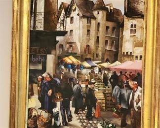 French Market Scene by Georges Fassolis, original oil