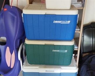 Several Coleman Coolers