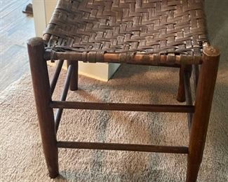 Antique Woven Cane Stool