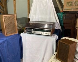 Vintage Sony Stereo LP and 8 Track