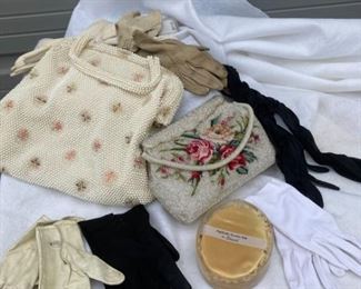 Vintage Kid Gloves and Beaded Handbags
