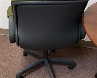 (8) Steelcase Olive Green Padded Fabric Office Armchairs on Wheels (a few of them have some imperfections)  $95 Each $750 for all 8