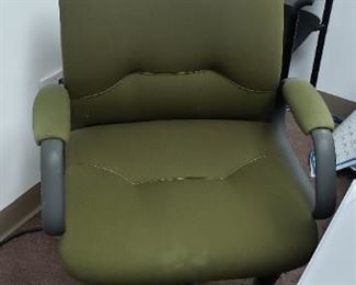 (8) Steelcase Olive Green Padded Fabric Office Armchairs on Wheels (a few of them have some imperfections)  $95 Each $750 for all 8