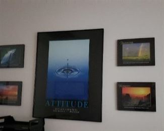 (5) Assorted Business Positive Attitude Success Framed  Posters   Call