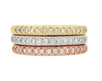 0.45ct Diamond Three-Ring Set  14K Yellow, White. Rose Gold