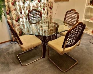 Octagon Glass Top Table Kitchen Dinette Set with 4 Chairs $135.