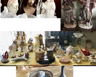 * Clocks, Religious Items, Wedgewood, Statues   