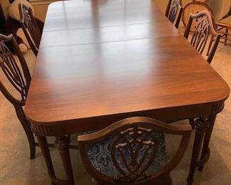 antique dining table with shield back chairs