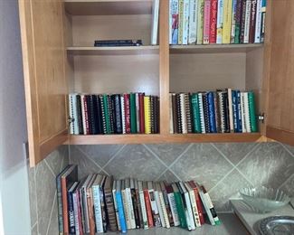 The selection of cookbooks. Most of them are Texas related. See other pictures for more books