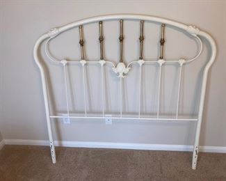 queen brass bed (with metal frame)