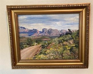 vintage desert oil painting