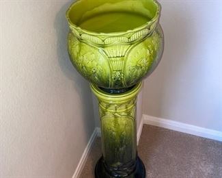 Majolica jardeniere and pedestal ca 1920's