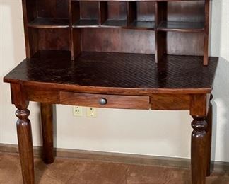 Rustic Sold Ironwood Desk with removable shelf 46x45x24in HxWxD