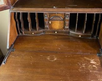 Antique Chippendale Secretary Desk 78x33.5x19.5in HxWxD