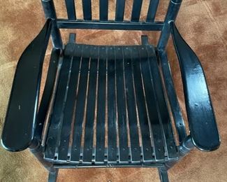 Vintage Slatted Rocking Chair Black 46x26x34in