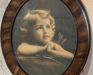 Lg Antique Oval Cupid Photo Cupid at Rest DeWitt 25x21in