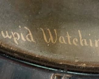 Lg Antique Oval Cupid Photo Cupid Watching DeWitt 23x19in