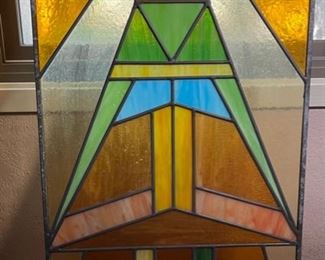 AS-IS Vintage Navajo Yei Stained Glass Panel Kachina 79.5x19.5in