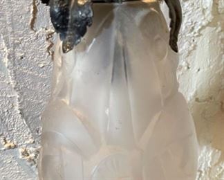 Antique Wrought Iron Leaf 2 head Lamp 19x16x10in HxWxD