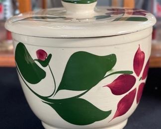Watt Pottery Starflower Ice Bucket w/ Lid 7.5in h x 8in diameter