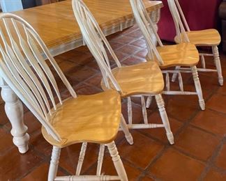 Country Maple Farmhouse Dining Table w/ 4 Chairs 30x41x58-75in HxWxD