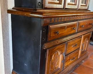 Hardwood & Black Country China Cabinet 78x52x18in HxWxD