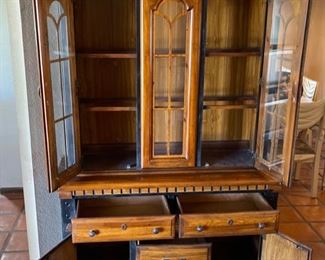 Hardwood & Black Country China Cabinet 78x52x18in HxWxD