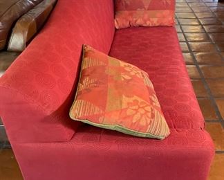Contemporary Sleeper Sofa Red Fabric Couch 35x34x78in HxWxD