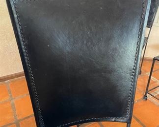 6pc Rustic Leather & Wrought Iron Dining Chairs 42x17x18in HxWxD