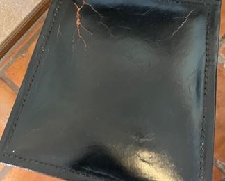 6pc Rustic Leather & Wrought Iron Dining Chairs 42x17x18in HxWxD