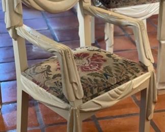 Vintage Marge Carson Leather Clad Dining Table w/ 6 Chairs 31in Hx 34in W x 70-90-120in