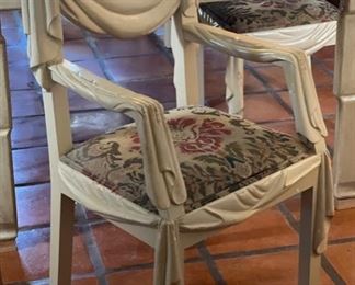 Vintage Marge Carson Leather Clad Dining Table w/ 6 Chairs 31in Hx 34in W x 70-90-120in