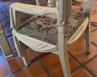 Vintage Marge Carson Leather Clad Dining Table w/ 6 Chairs 31in Hx 34in W x 70-90-120in