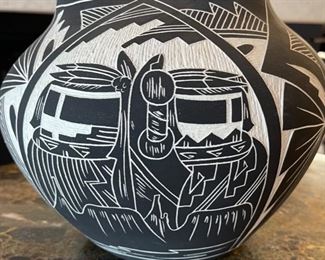 Alisha Chino Native American Etched Wedding Vase AC Acoma NM 15x9x9in HxWxD