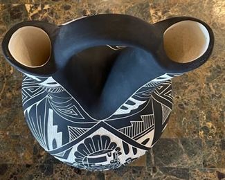 Alisha Chino Native American Etched Wedding Vase AC Acoma NM 15x9x9in HxWxD
