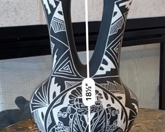 Alisha Chino Native American Etched Wedding Vase AC Acoma NM 15x9x9in HxWxD