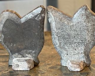 2pc Ammonite Orthoceras Fossil Natural Stand 5.5in H x 4in