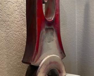Helene Fielder Raku Ceramic Abstract Sculpture 39x15x3.5in HxWxD