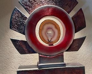 Helene Fielder Raku Ceramic Abstract Sculpture 39x15x3.5in HxWxD