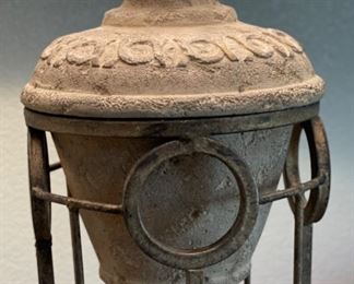 Rustic Ceramic & Iron Floor Lamp 63in H x 21in Diameter