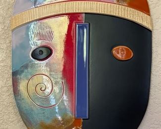 #1 Dominique Blanchard Ceramic Face Mask Sculpture 15x11.5x1in HxWxD