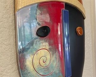 #1 Dominique Blanchard Ceramic Face Mask Sculpture 15x11.5x1in HxWxD