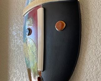 #2 Dominique Blanchard Ceramic Face Mask Sculpture 15x11.5x1in HxWxD