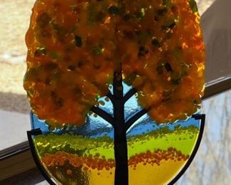 Art Glass Tree Sculpture 16in H x 11in W