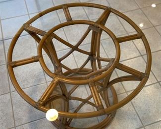 Glass Top Rattan Dining Table 28in H x 60in Diameter