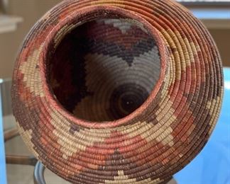 Coil Weave Basket Native American Vase Decor 16in H x 18in Diameter