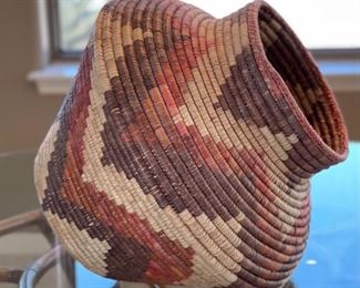 Coil Weave Basket Native American Vase Decor 16in H x 18in Diameter