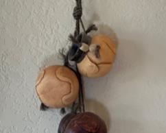 Leather Wrapped Ceramic Dangling Mini Pots Decor 28in Long