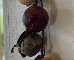 Leather Wrapped Ceramic Dangling Mini Pots Decor 28in Long